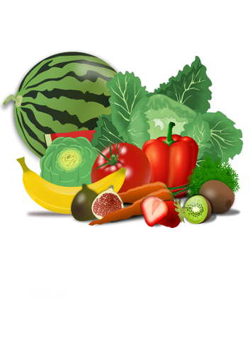 353x500 Fruit And Vegetables Vector Image