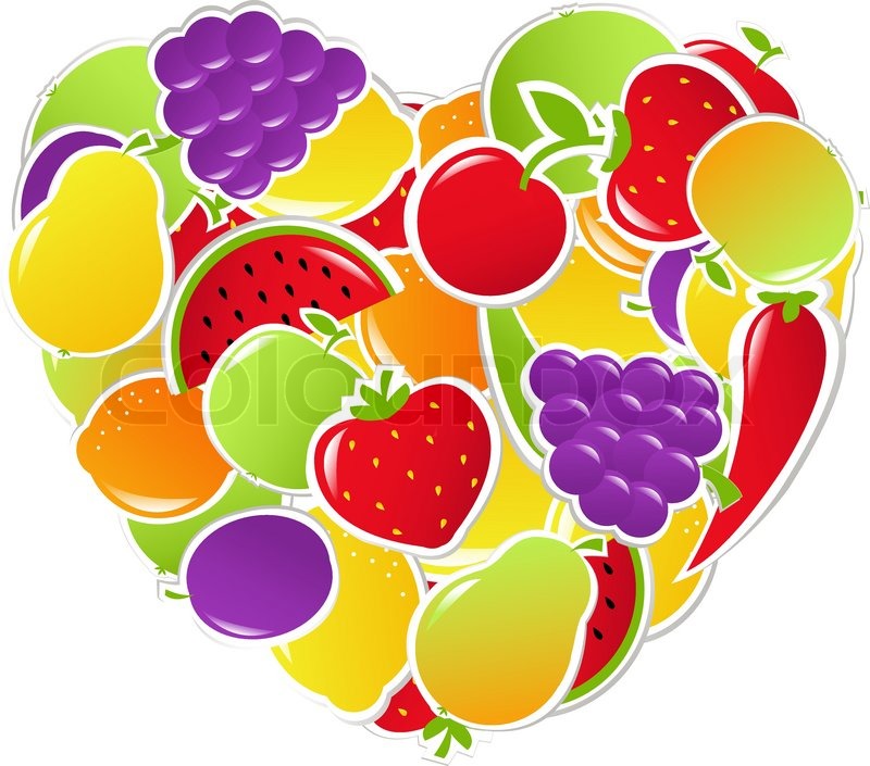 800x705 Heart From Fruit And Vegetables, Stock Vector Colourbox