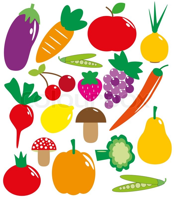 700x800 Set Of Fruits And Vegetables Vector Stock Vector Colourbox