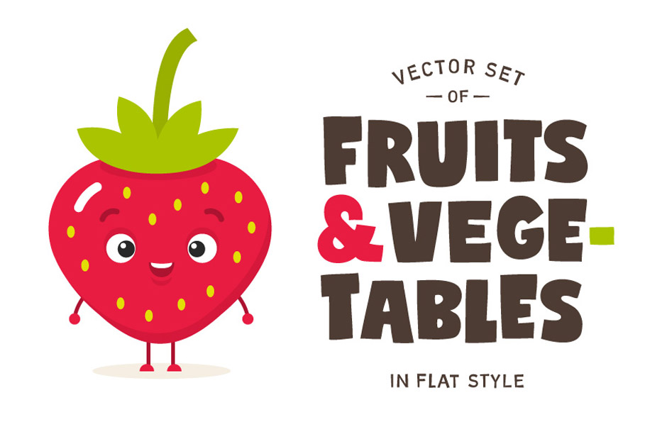 940x626 Cartoon Fruits Vegetables Vector Set