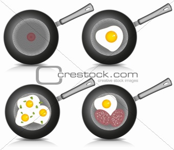 Image Set Of Fried Eggs On Frying Pan Vector 340x294 Image Set Of Fried Eggs On Frying Pan Vector