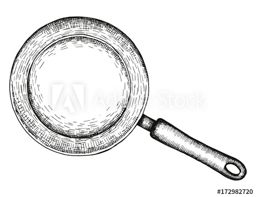 Frying Pan Vector Isolated Hand Drawing 500x385 Frying Pan Vector Isolated Hand Drawing