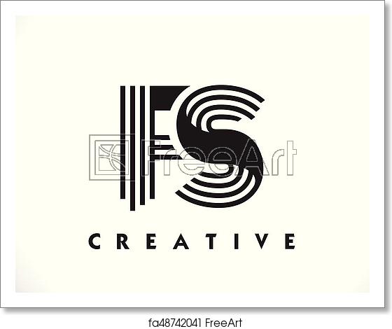 560x470 Free Art Print Of Fs Logo Letter With Black Lines Design Line
