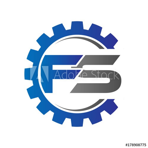 500x500 Fs Initial Logo Vector With Gear Blue Gray