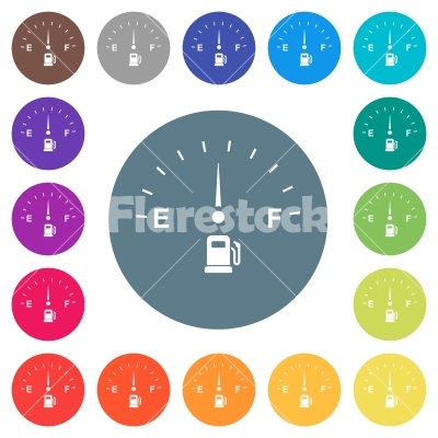 400x400 Fuel Gauge Flat White Icons On Round Color Backgrounds