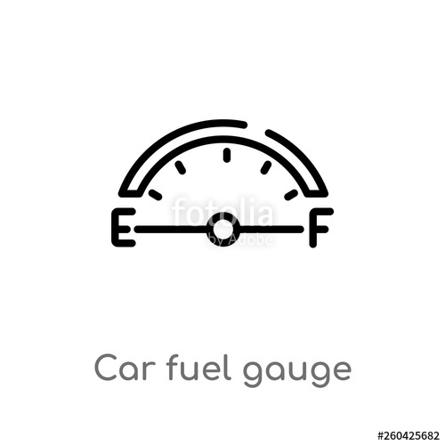 500x500 Outline Car Fuel Gauge Vector Icon Isolated Black Simple Line