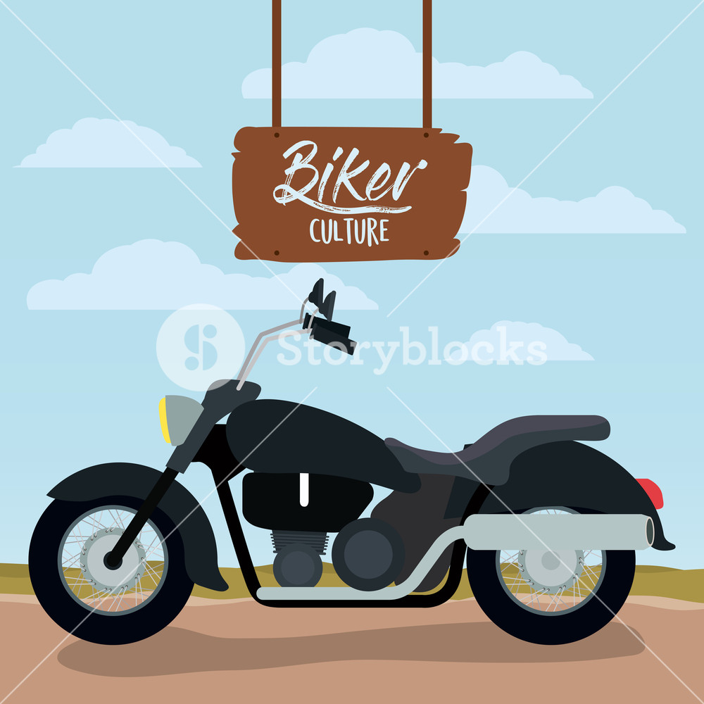 1000x1000 Biker Culture Poster With Classic Vintage Motorcycle With Black