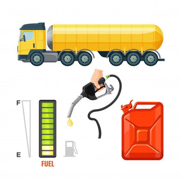 626x626 Fuel Truck Icons, Gasoline Equipment And Supplies Vector