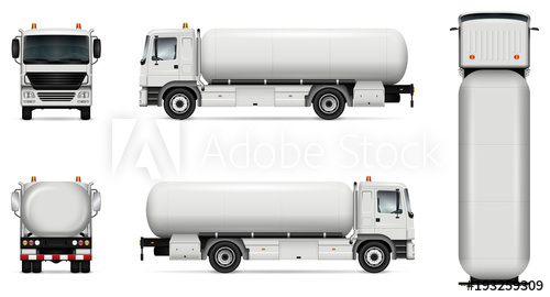 500x270 Tank Truck Vector Mock Up Isolated Template Of Tanker Lorry