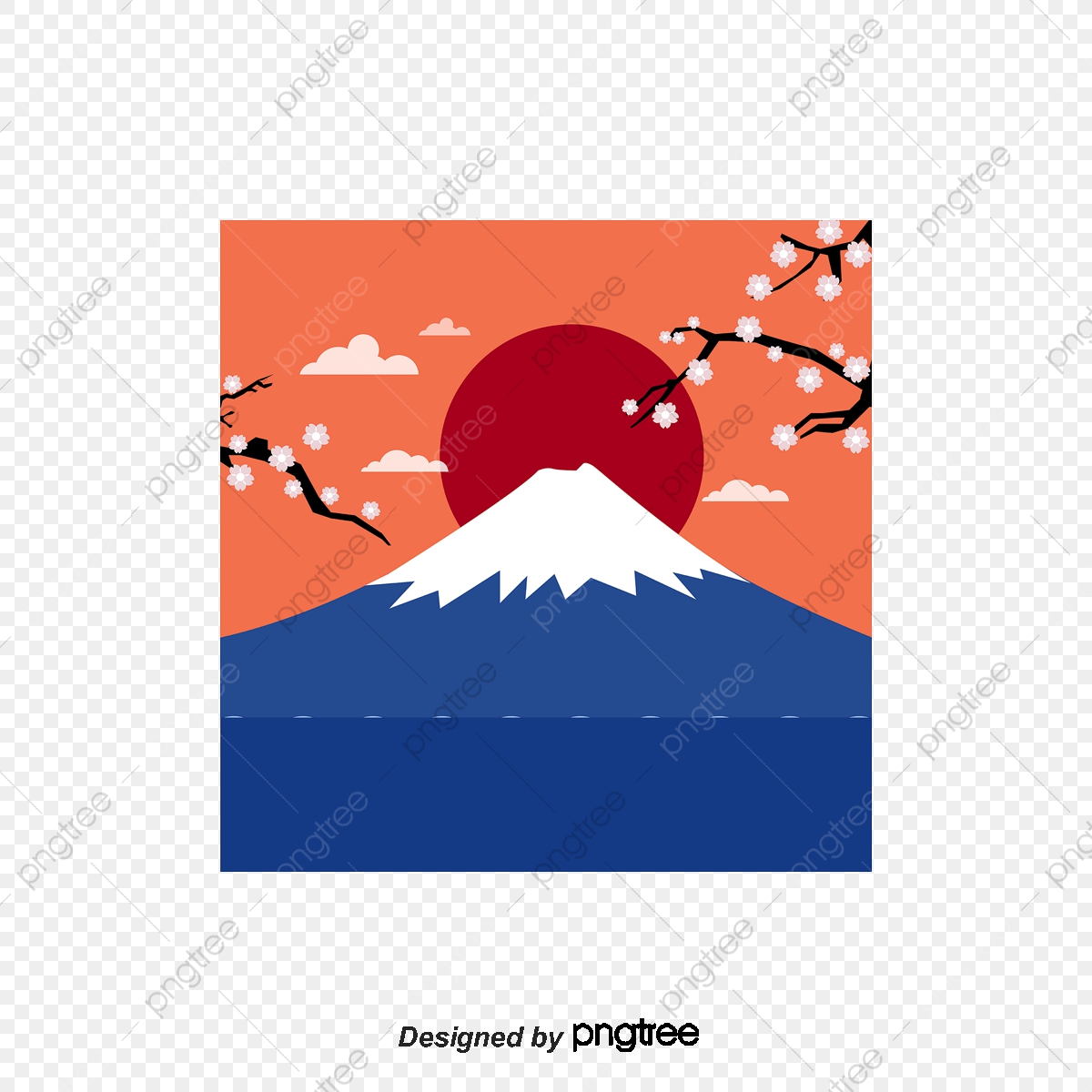 1200x1200 Cartoon Mt Fuji Vector, Blue, Blue, Cartoon Png And Vector
