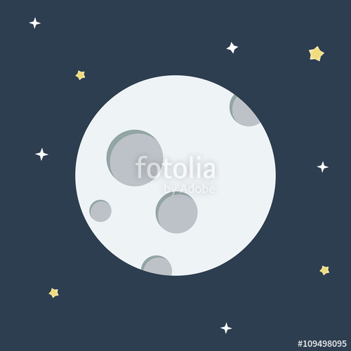 500x500 Moon Flat Design Icon Moon Vector Moon With Dark Night And Star