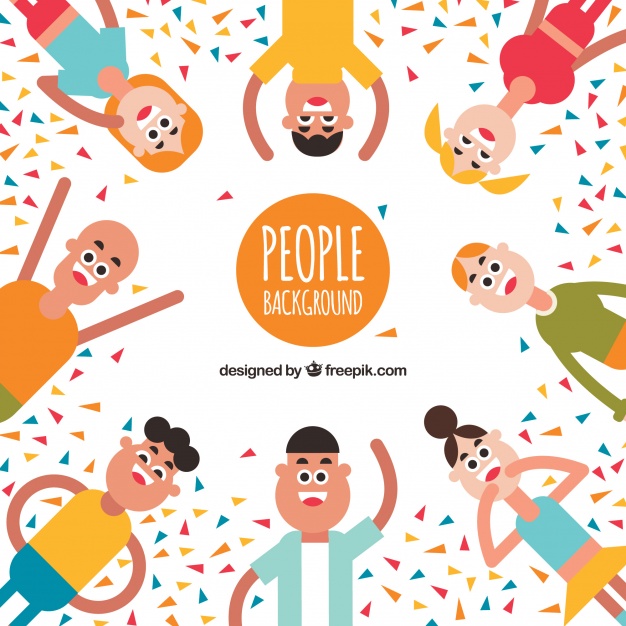 626x626 Flat Background With Fun People And Confetti Vector Free Download