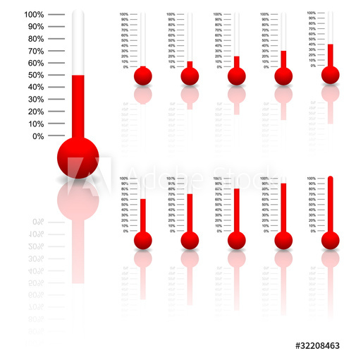 488x500 Fundraising Thermometer Set, Vector