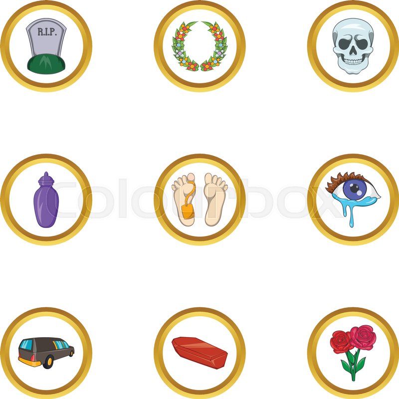 Funeral Icon Set Cartoon Set Of Stock Vector Colourbox 800x800 Funeral Icon Set Cartoon Set Of Stock Vector Colourbox