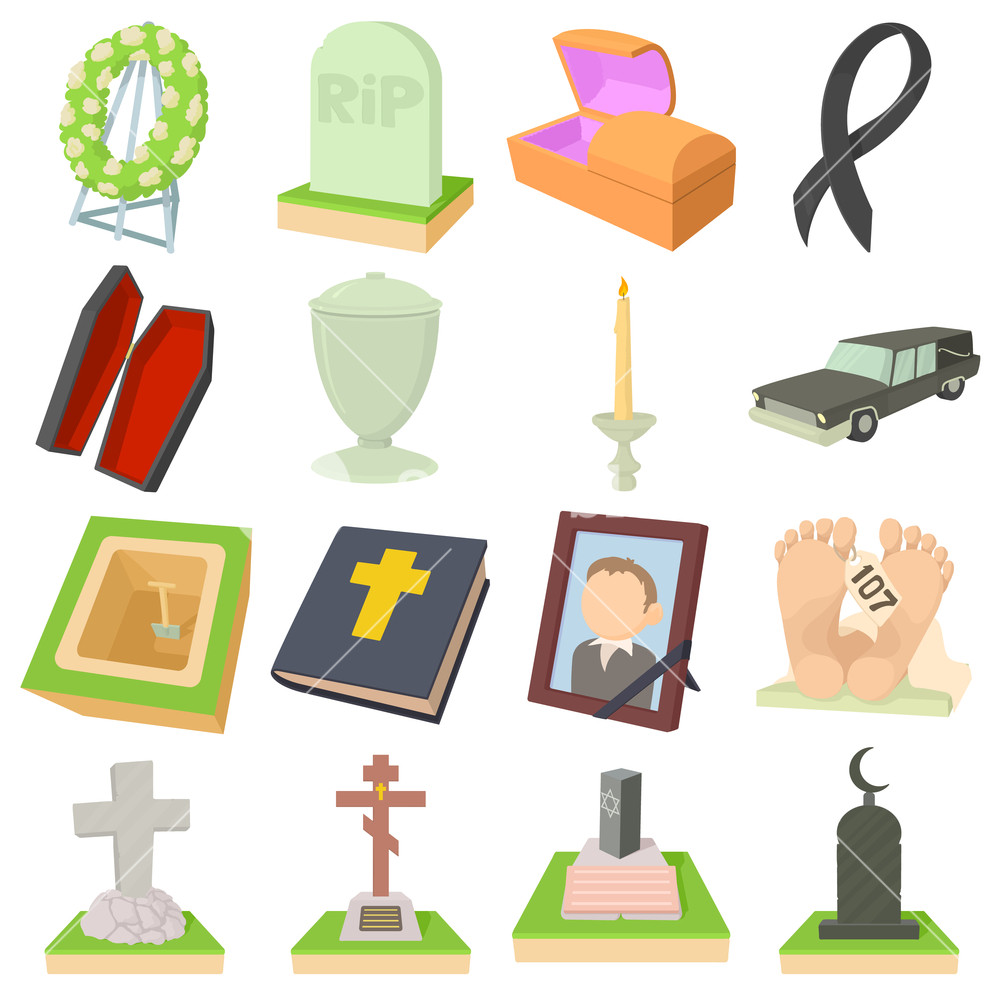 Funeral Icons Set Cartoon Illustration Of Funeral Vector Icons 1000x1000 Funeral Icons Set Cartoon Illustration Of Funeral Vector Icons