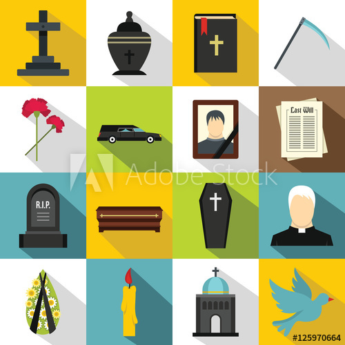Funeral Icons Set Flat Illustration Of Funeral Vector Icons 500x500 Funeral Icons Set Flat Illustration Of Funeral Vector Icons