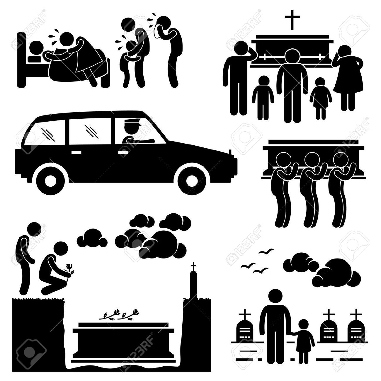 Stock Vector Cartoon Stick Figures, Coffin, Pictogram 1300x1300 Stock Vector Cartoon Stick Figures, Coffin, Pictogram