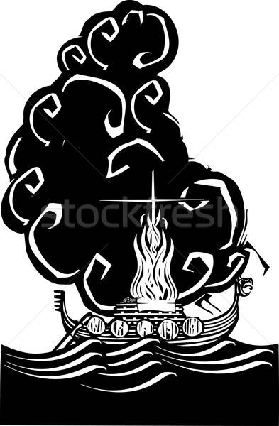 Viking Funeral Vector Illustration Jeffrey Thompson 393x600 Viking Funeral Vector Illustration Jeffrey Thompson