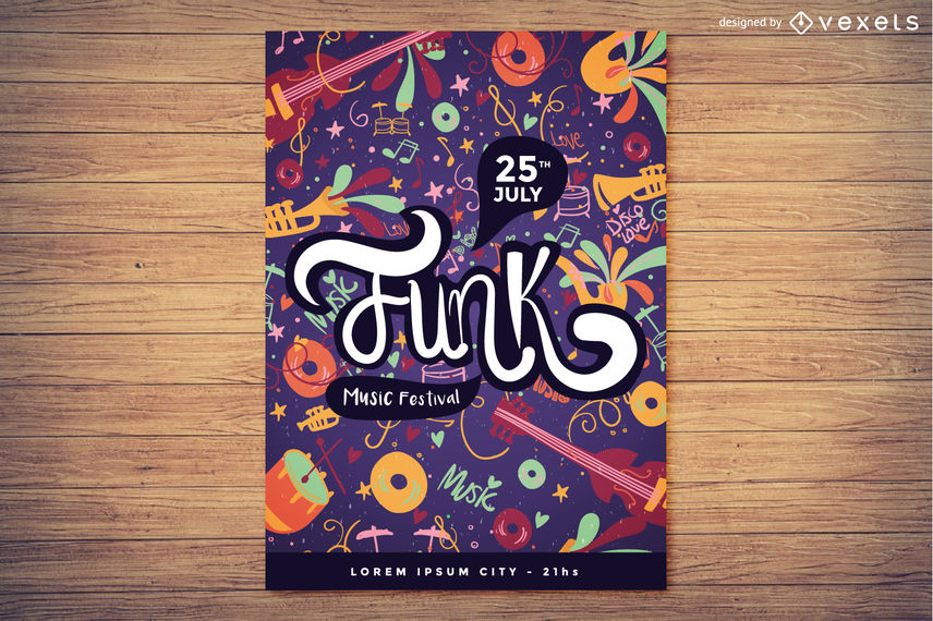Funk Music Festival Poster Design 856x570 Funk Music Festival Poster Design