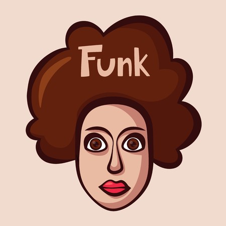 450x450 Funky Logo With Woman Funk Music Cartoon Vector Illustration