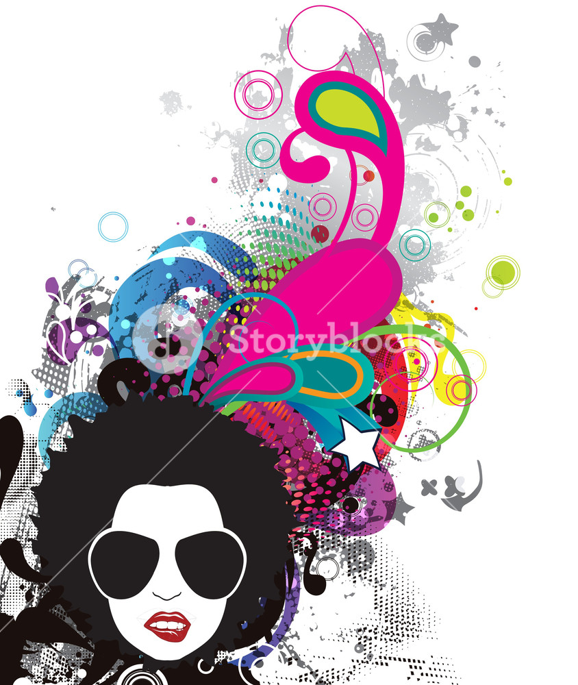 844x1000 Vector Funky Face With Grunge Background Royalty Free Stock Image