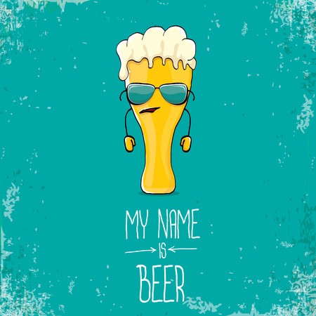 450x450 Vector Cartoon Funky Fresh Beer Glass Character Isolated On Grunge
