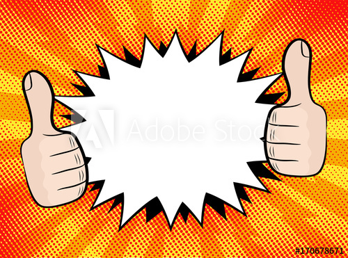 500x371 Explosion Steam Bubble And Hands Ok Pop Art Funny Funky Banner