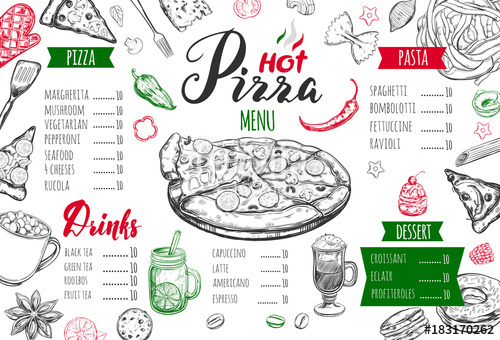 500x340 Italian Food Menu For Restaurant And Cafe Pizza And Pasta Vector