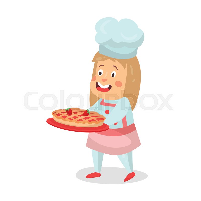 800x800 Cute Cartoon Smiling Little Girl Chef Stock Vector Colourbox