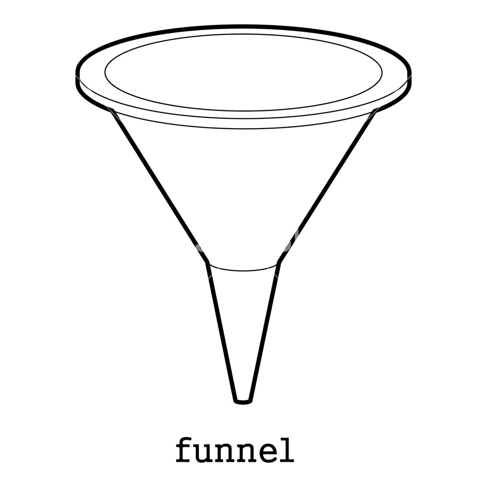 1000x1000 Funnel Icon In Outline Style Isolated On White Background Vector