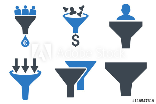 500x334 Sales Funnel Vector Icons Icon Style Is Bicolor Smooth Blue Flat