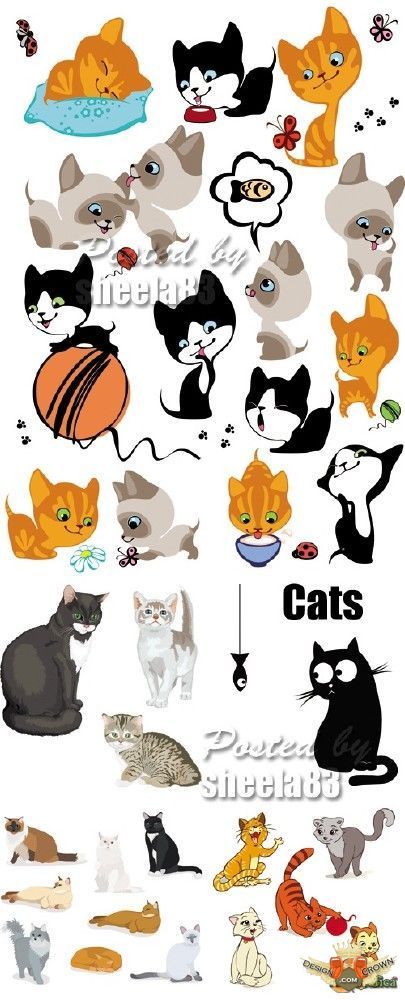 Funny Cat Clip Art Funny And Cute Cartoon Cats Vector Clip Art 405x1000 Funny Cat Clip Art Funny And Cute Cartoon Cats Vector Clip Art