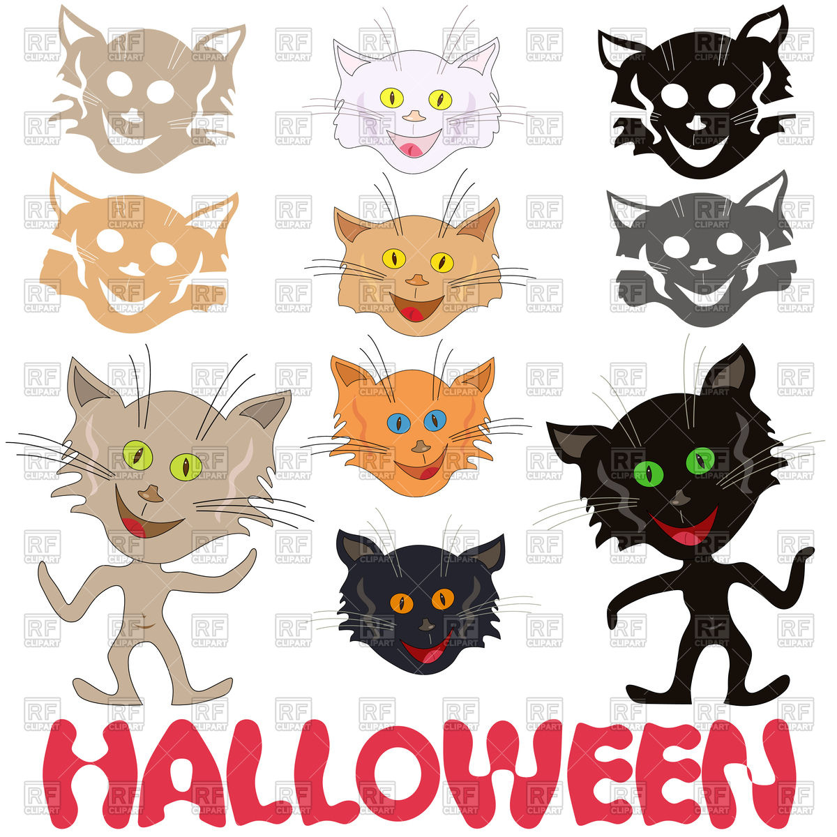 Halloween Set Of Funny Cats Vector Image Of Plants And Animals 1200x1200 Halloween Set Of Funny Cats Vector Image Of Plants And Animals