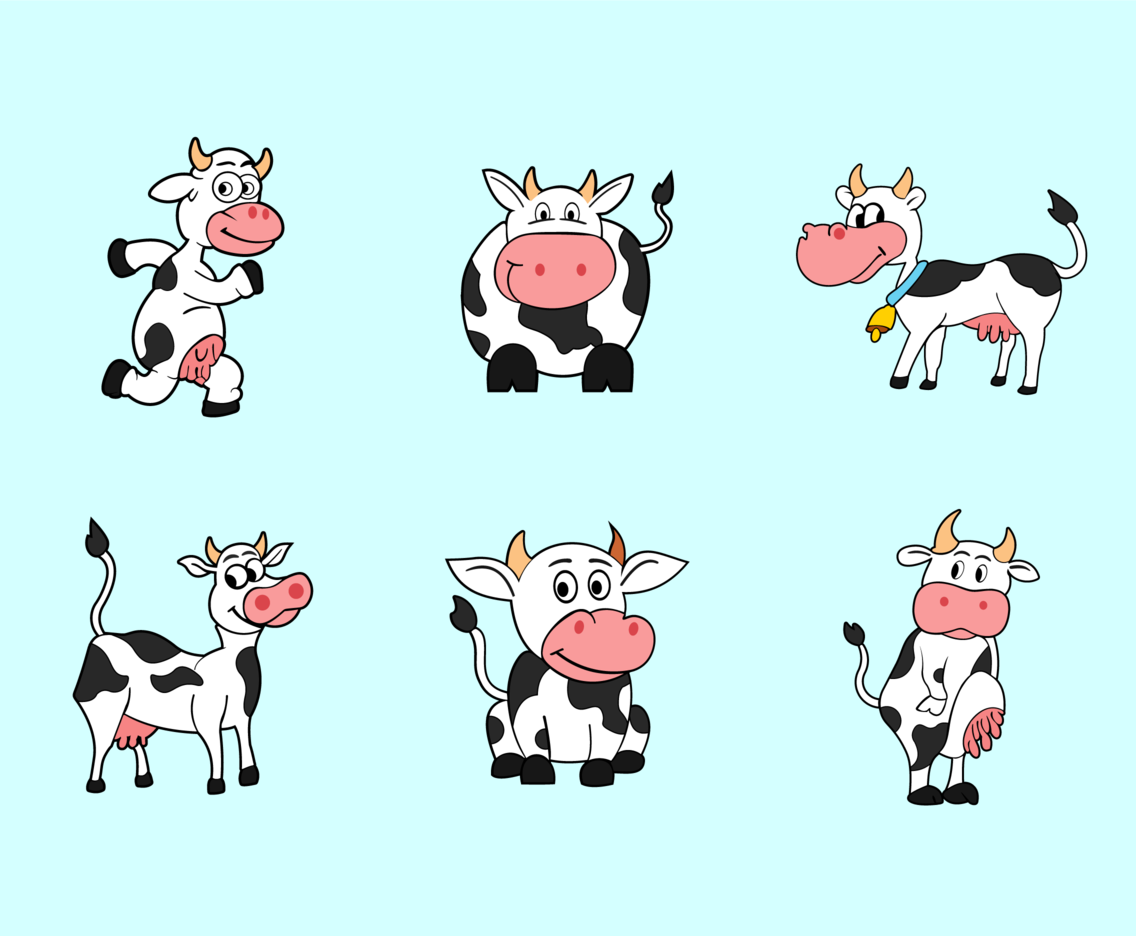 1136x936 Funny Cartoon Cow Vector Pack Vector Art Graphics