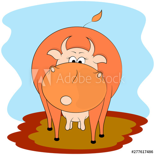 500x500 Funny Cow Cartoon Vector Illustration Comic Cartoon Cow Vector