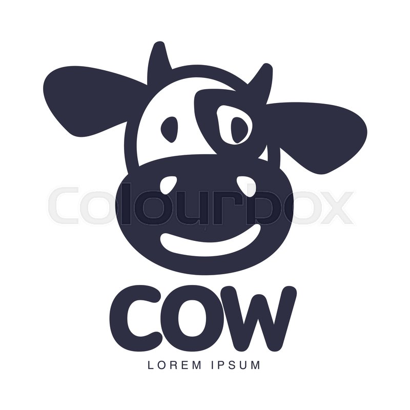 800x800 Funny Cow Head Logo Template, Cartoon Stock Vector Colourbox