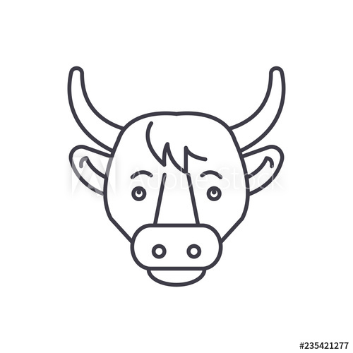 500x500 Funny Cow Line Icon Concept Funny Cow Vector Linear Illustration