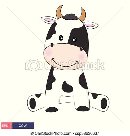 450x470 Hand Drawn Vector Illustration Of A Cute Funny Cow Isolated