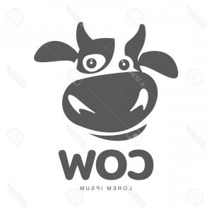 300x300 Photostock Vector Funny Cow Head Logo Template Funny Smiling Sad