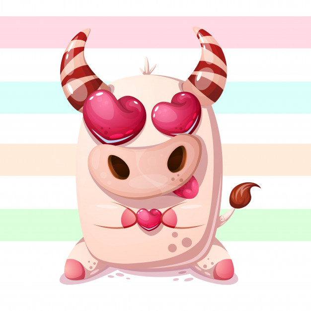 626x626 Cute, Funny Cow With Heart Vector Premium Download