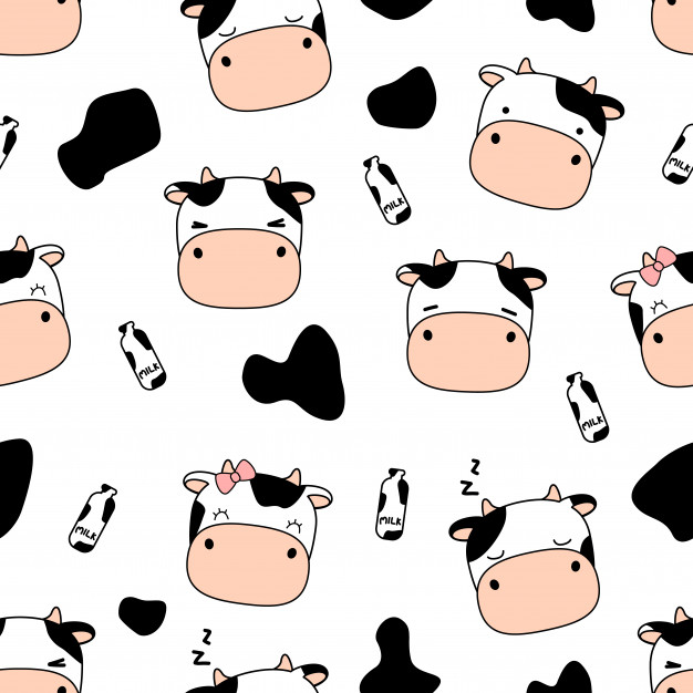 626x626 Cute Funny Cow Head Cartoon Seamless Pattern Vector Premium Download