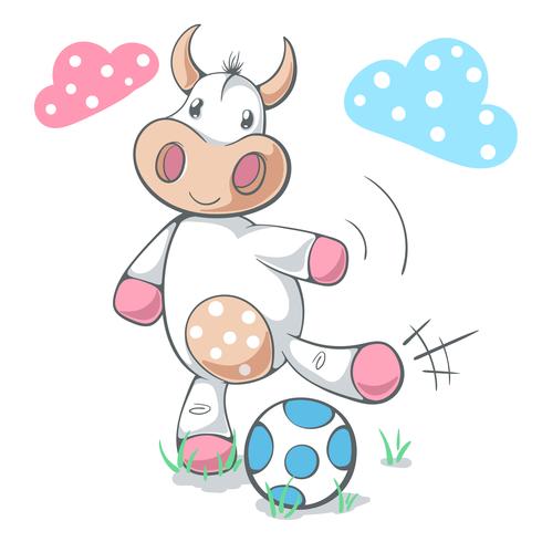 490x490 Cute Funny Cow Play Soccer, Football