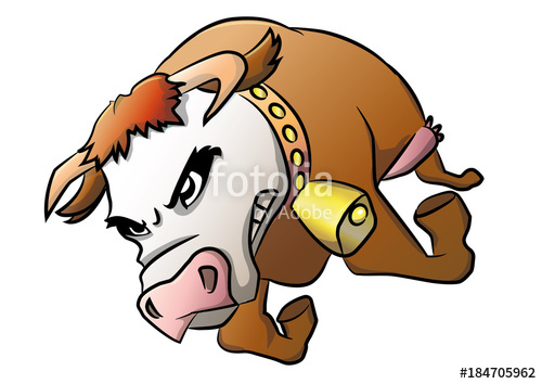 500x354 Fast Cow! Aggressive Funny Cow, Vector Illustration Stock Image