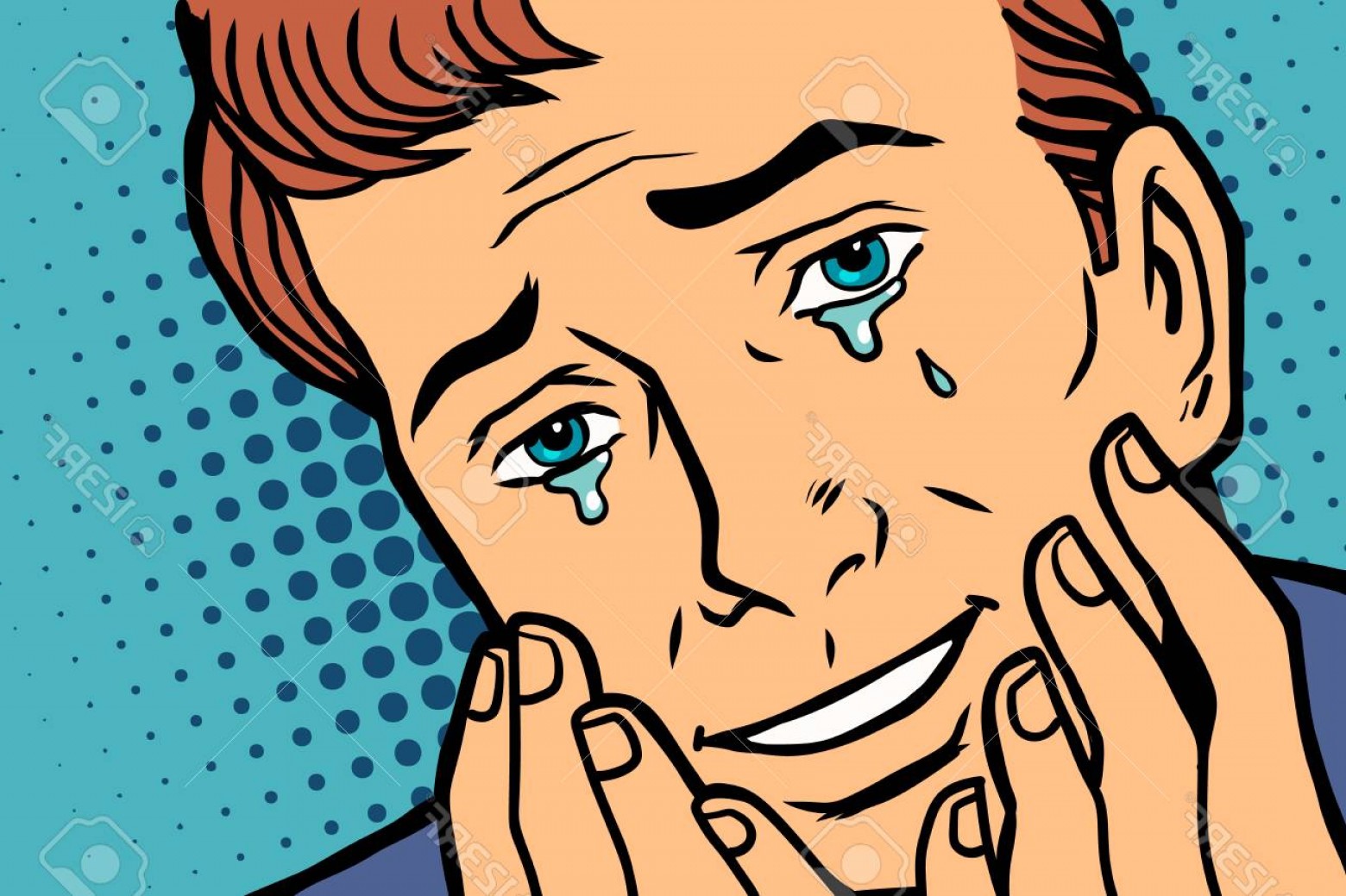 1560x1039 Photostock Vector Tears Of Joy Funny Face Man In Love Comic Book