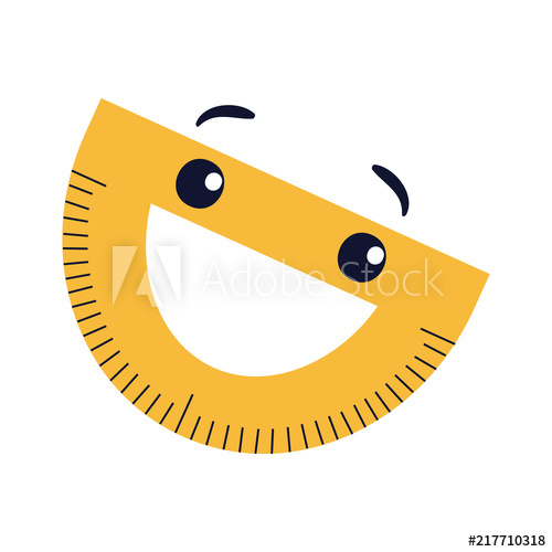 500x500 Protractor Flat Icon, Smiling Yellow Cartoon Alidade With Funny