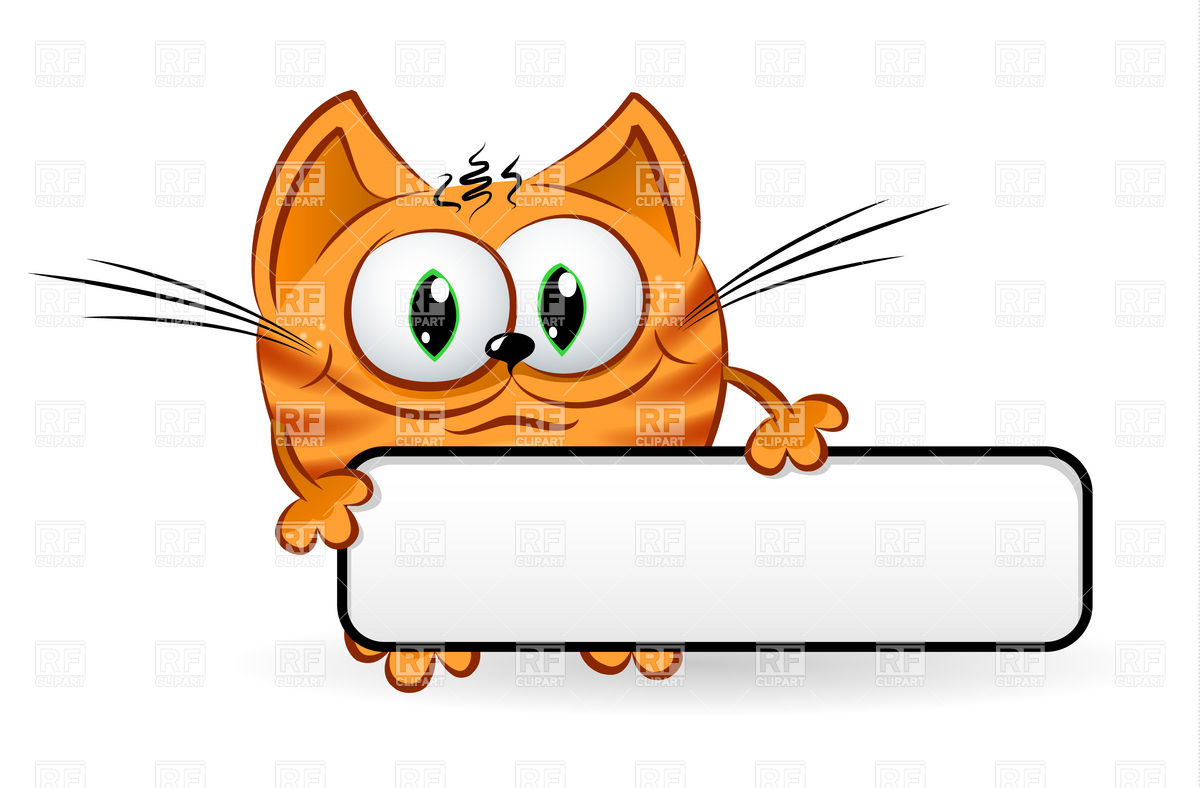 1200x788 A Smiling, Funny Cat Holding A Blank Sign In Its Hand Vector Image