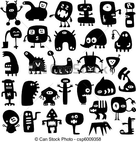 450x469 Funny Monsters Collection Of Cartoon Funny Vector Monsters