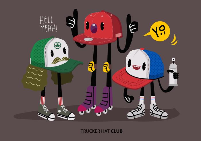 700x490 Urban Funny Character Trucker Hat Vector Illustration