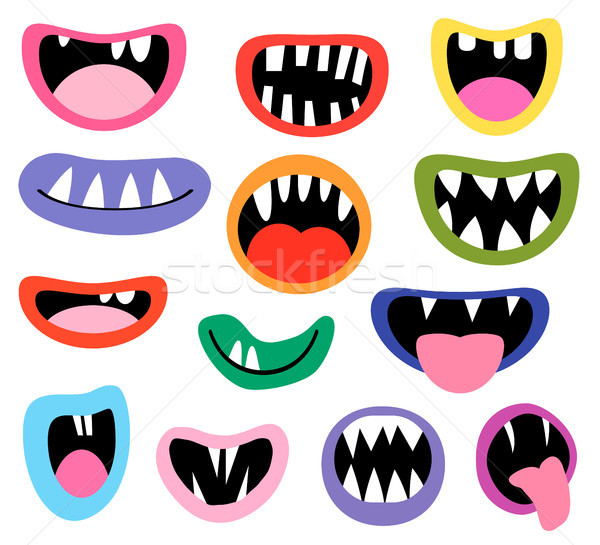 Funny Vector Monster Mouths, Open And Closed Vector Illustration 600x545 Funny Vector Monster Mouths, Open And Closed Vector Illustration