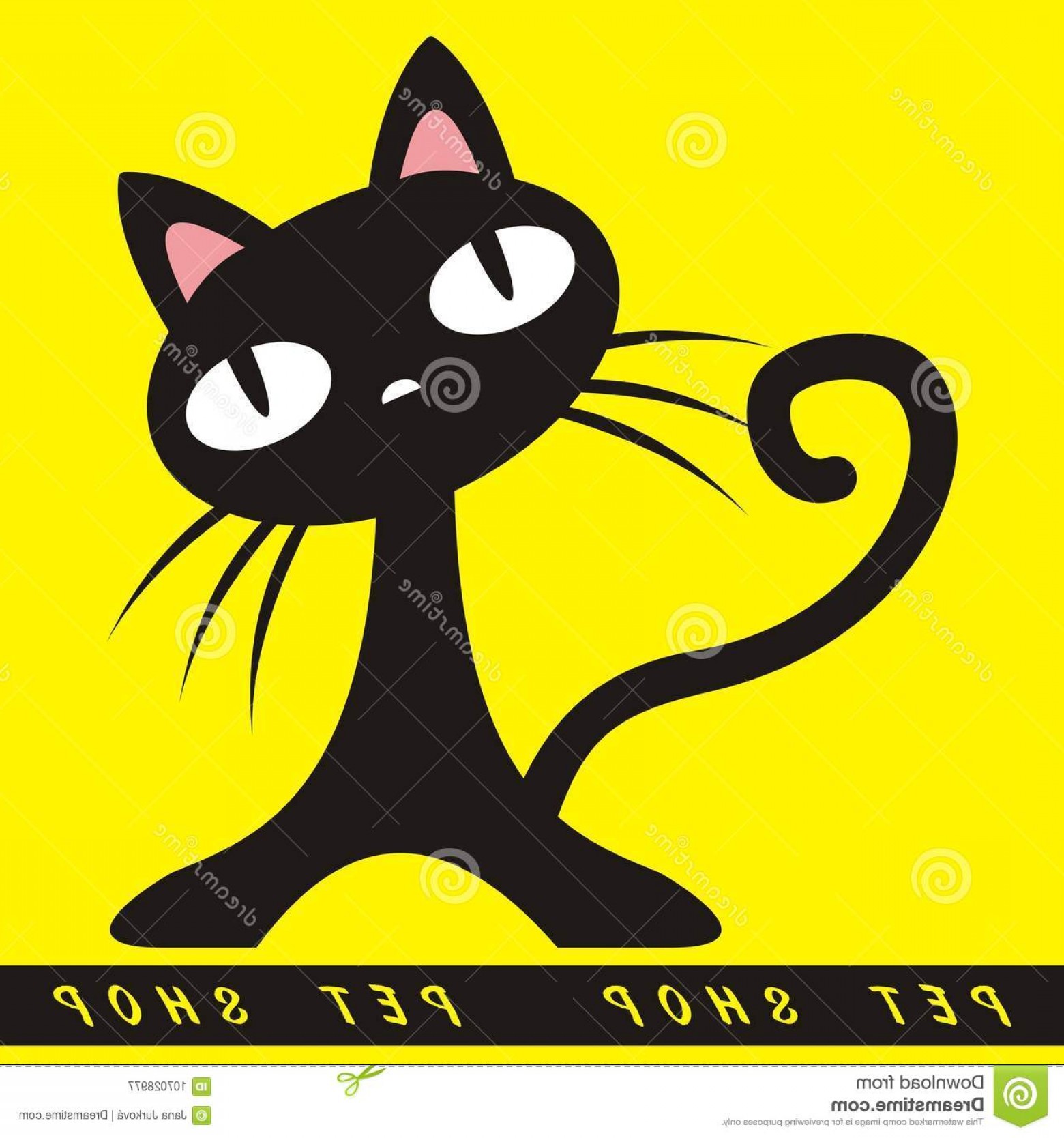 Pet Shop Black Cat Funny Vector Illustration Yellow Background 1560x1668 Pet Shop Black Cat Funny Vector Illustration Yellow Background